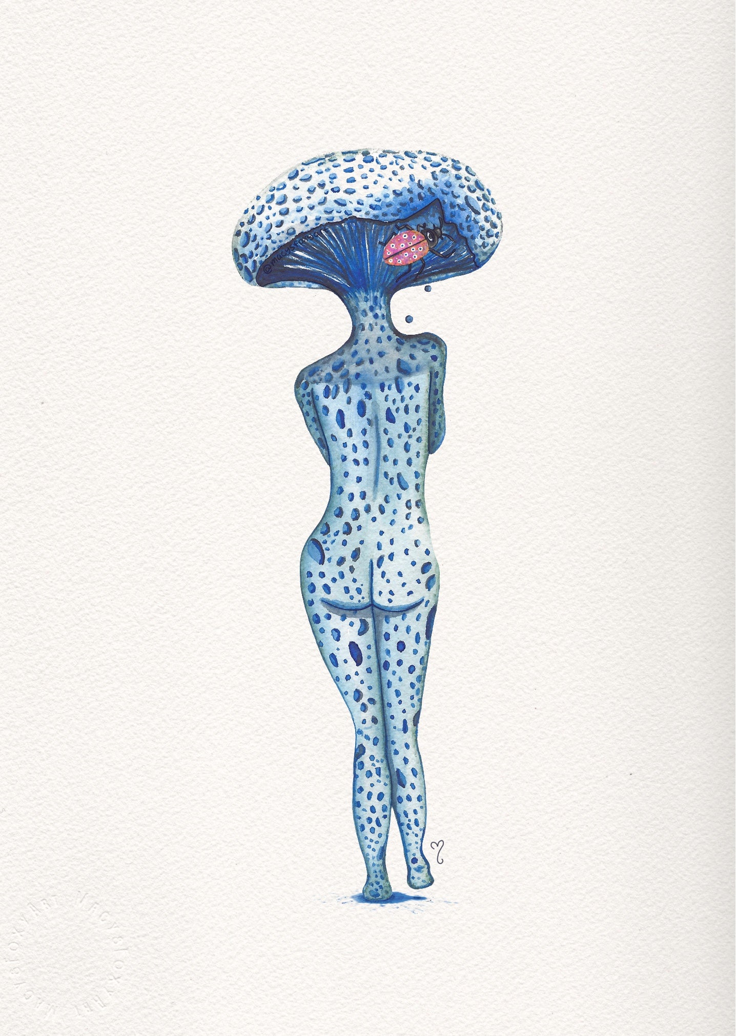 Indigo Milk Cap Pin Up - Giclee fine art prints