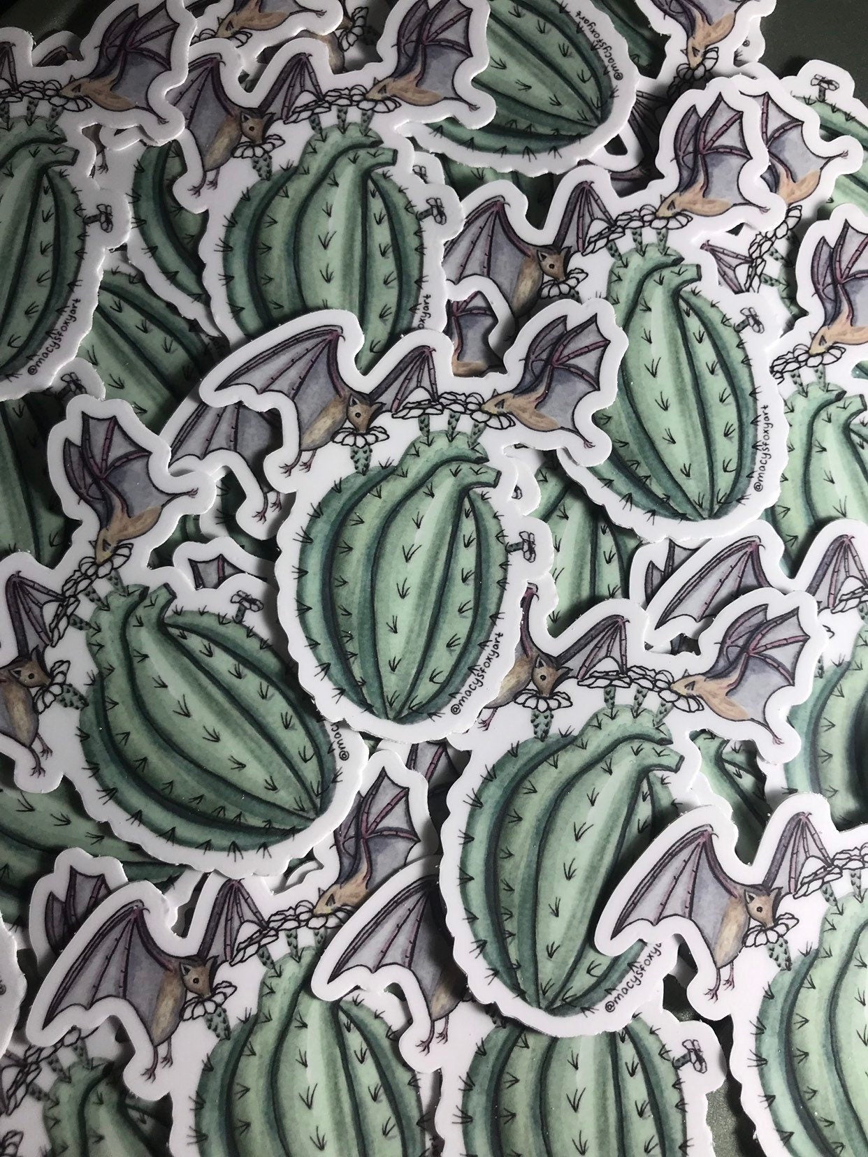 Bats with Saugaro Cactus Heart sticker