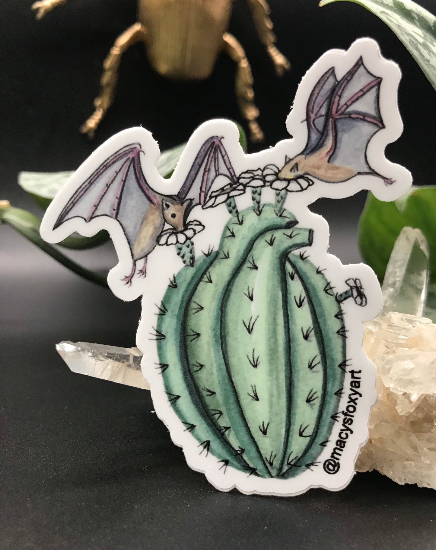 Bats with Saugaro Cactus Heart sticker