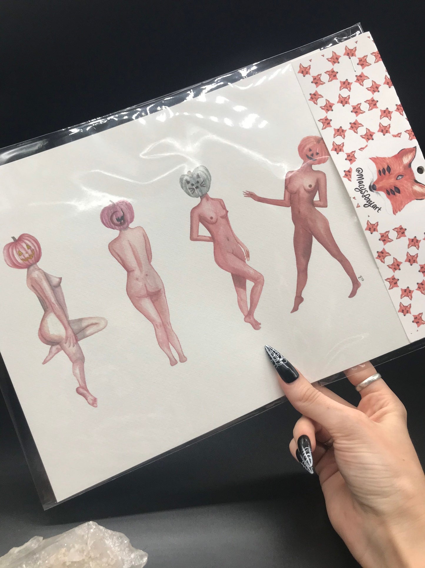 Pumpkin pinup - watercolor print