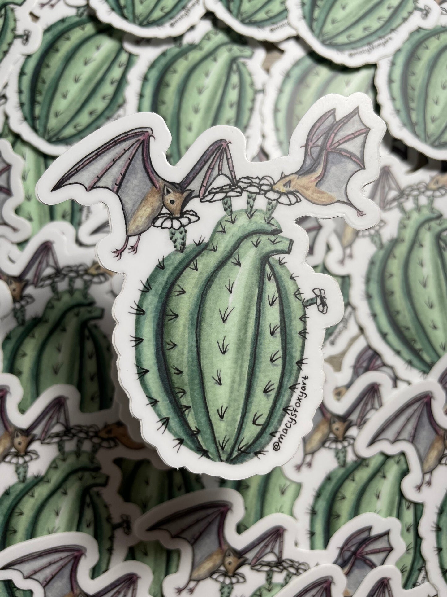 Bats with Saugaro Cactus Heart sticker