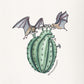 Bats with Saguaro Cactus Heart  - Giclee fine art prints